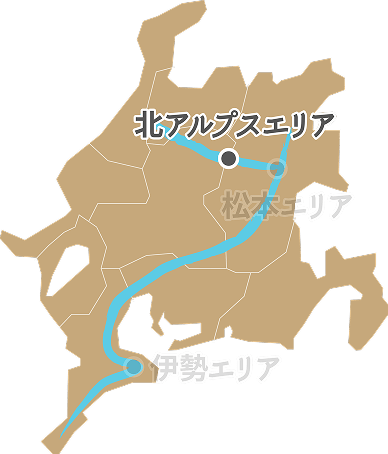 北アルプスエリアの地図