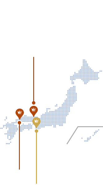 おすすめ宿6選がのった日本地図です